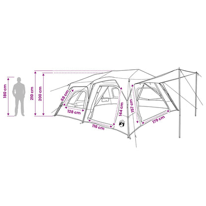 vidaXL Instant Tent 10-Person Green 185T Polyester with PU Coating