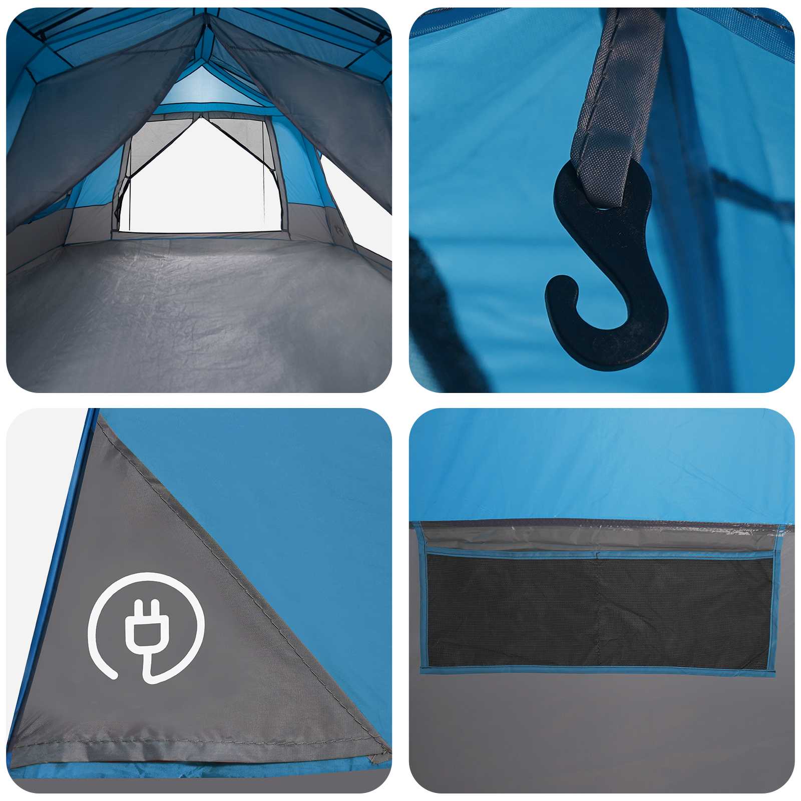 vidaXL Instant Tent 10-Person Blue 185T Polyester with PU Coating