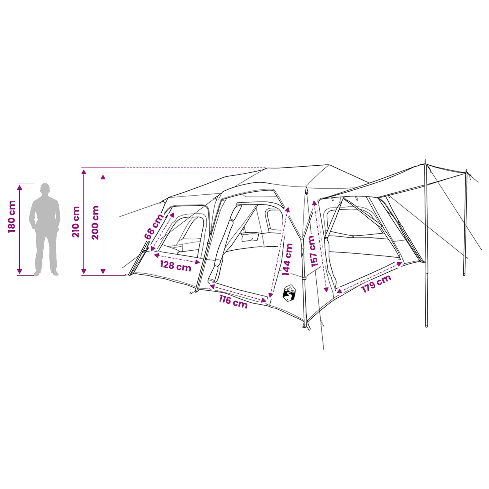 vidaXL Instant Tent 10-Person Blue 185T Polyester with PU Coating