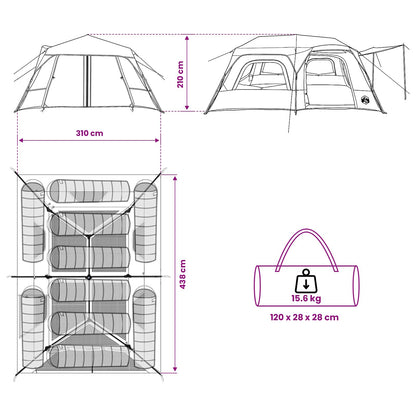 vidaXL Instant Tent 10-Person Blue 185T Polyester with PU Coating