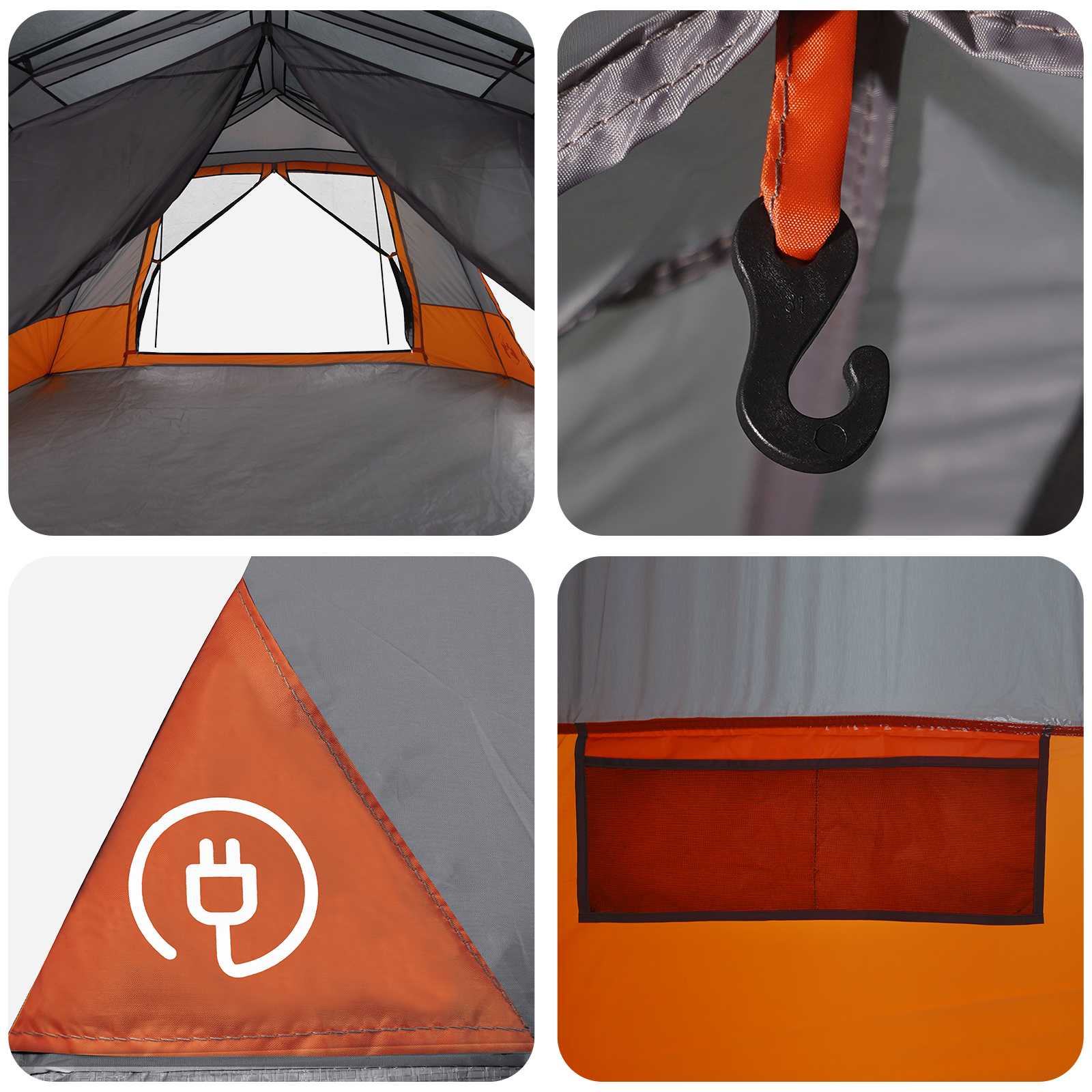 vidaXL Instant Tent 10-Person Grey and Orange