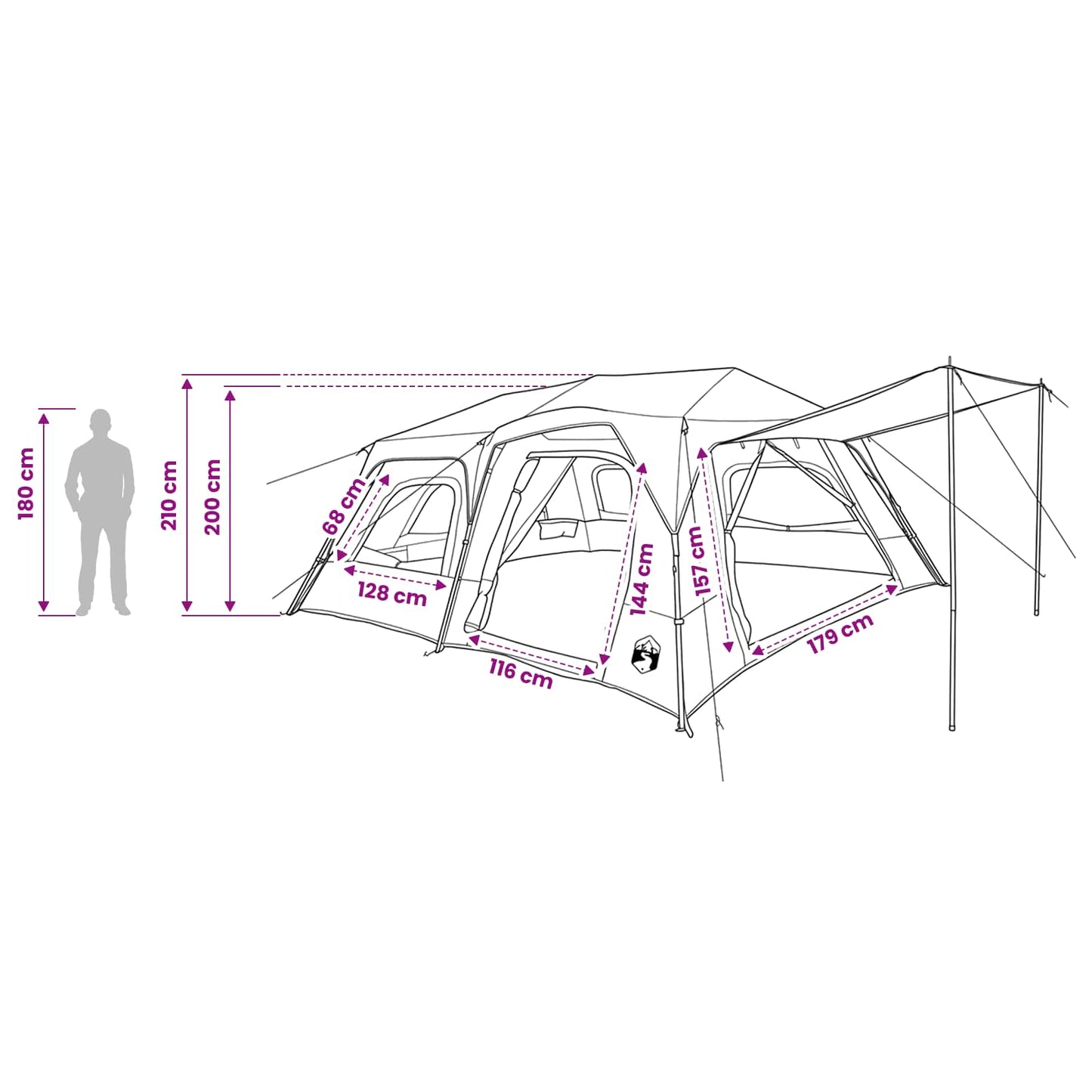 vidaXL Instant Tent 10-Person Grey and Orange