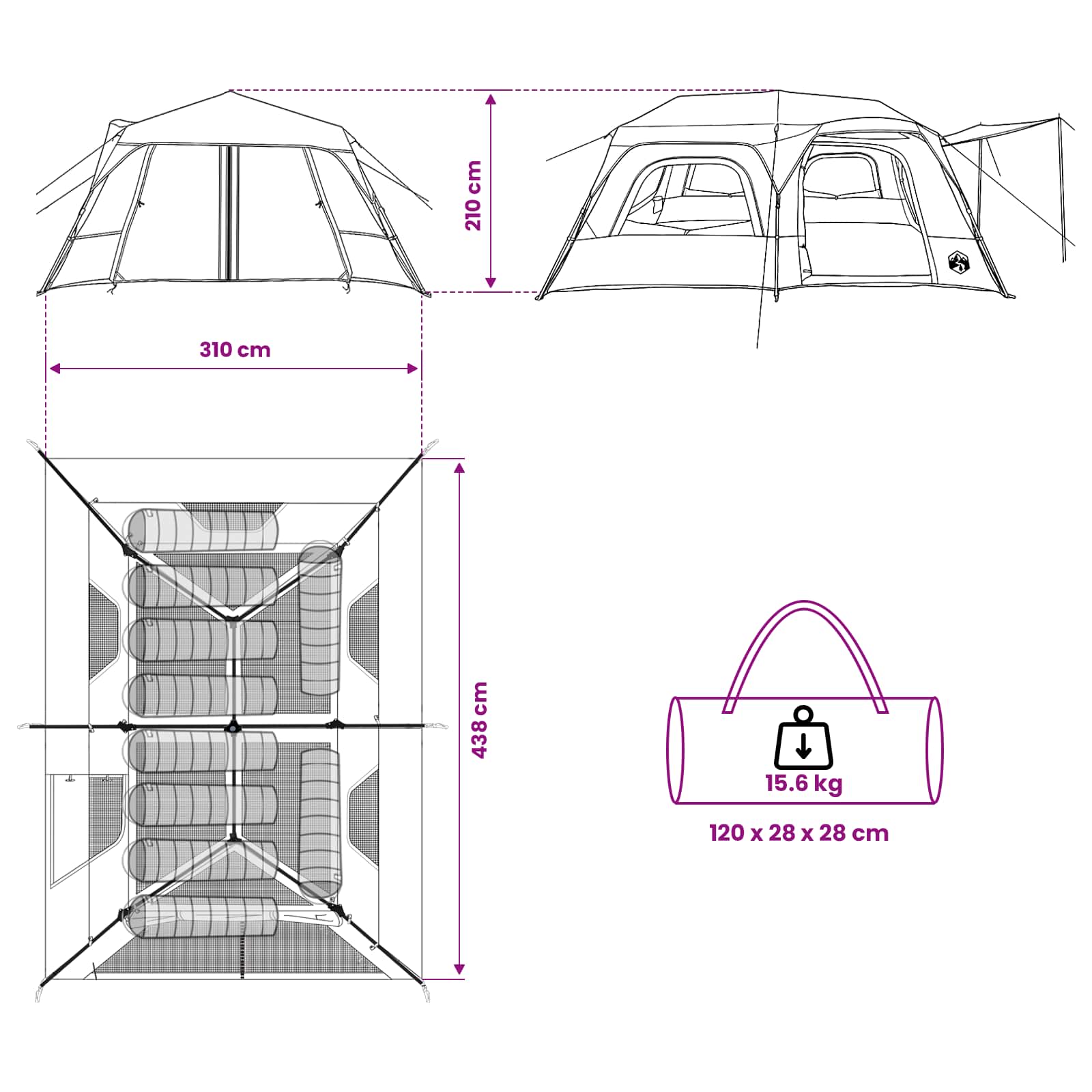 vidaXL Instant Tent 10-Person Grey and Orange