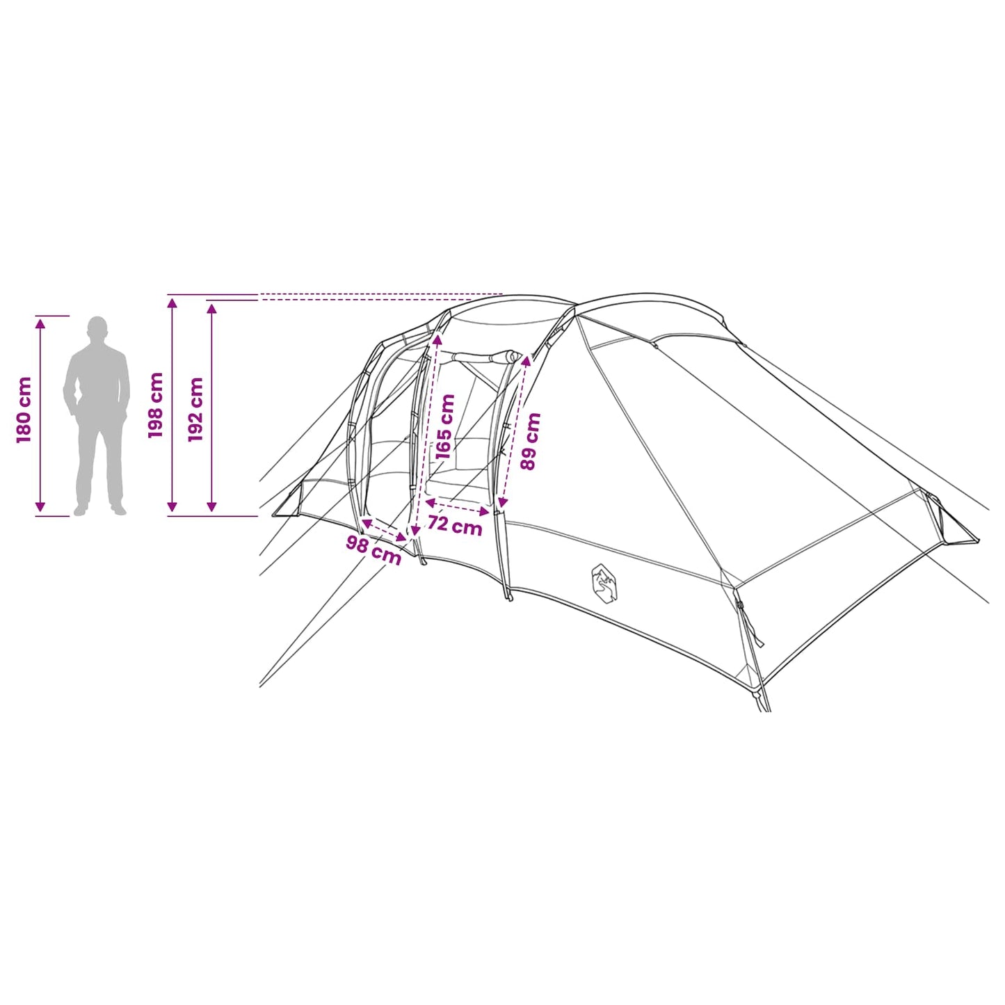 vidaXL Instant Tent 524 x 232 x 192 cm Grey and Orange