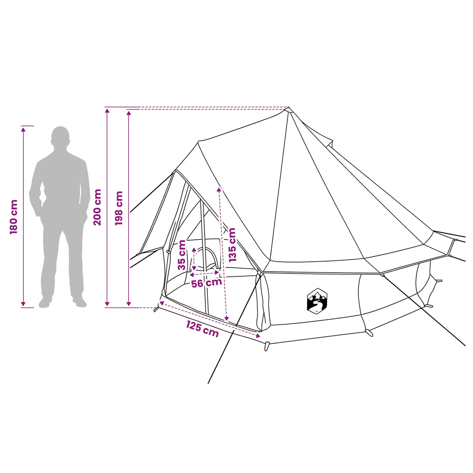 vidaXL Family Tent Army Green 6-Person Polycotton