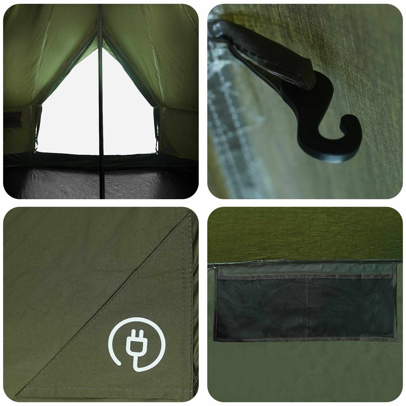 vidaXL Family Tent Army Green 8-Person Polycotton