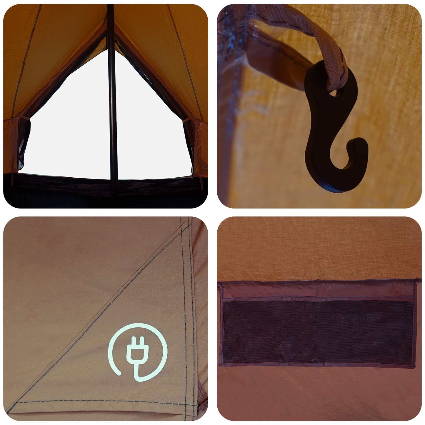 vidaXL Family Tent 10-Person Brown Polycotton