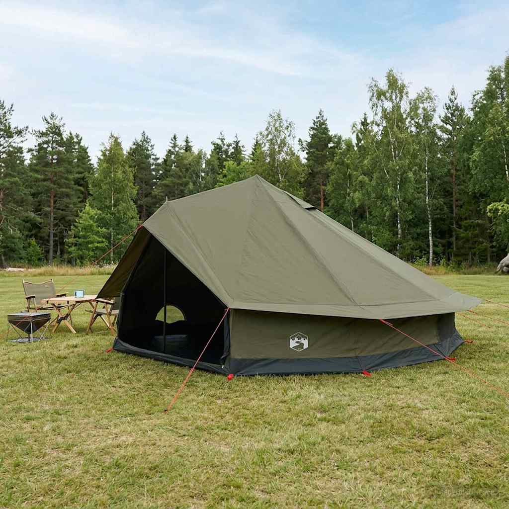 vidaXL Family Tent Army Green 12-Person Polycotton