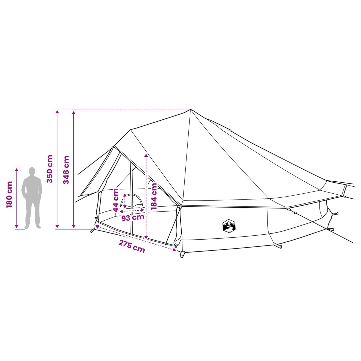 vidaXL Family Tent Army Green 12-Person Polycotton