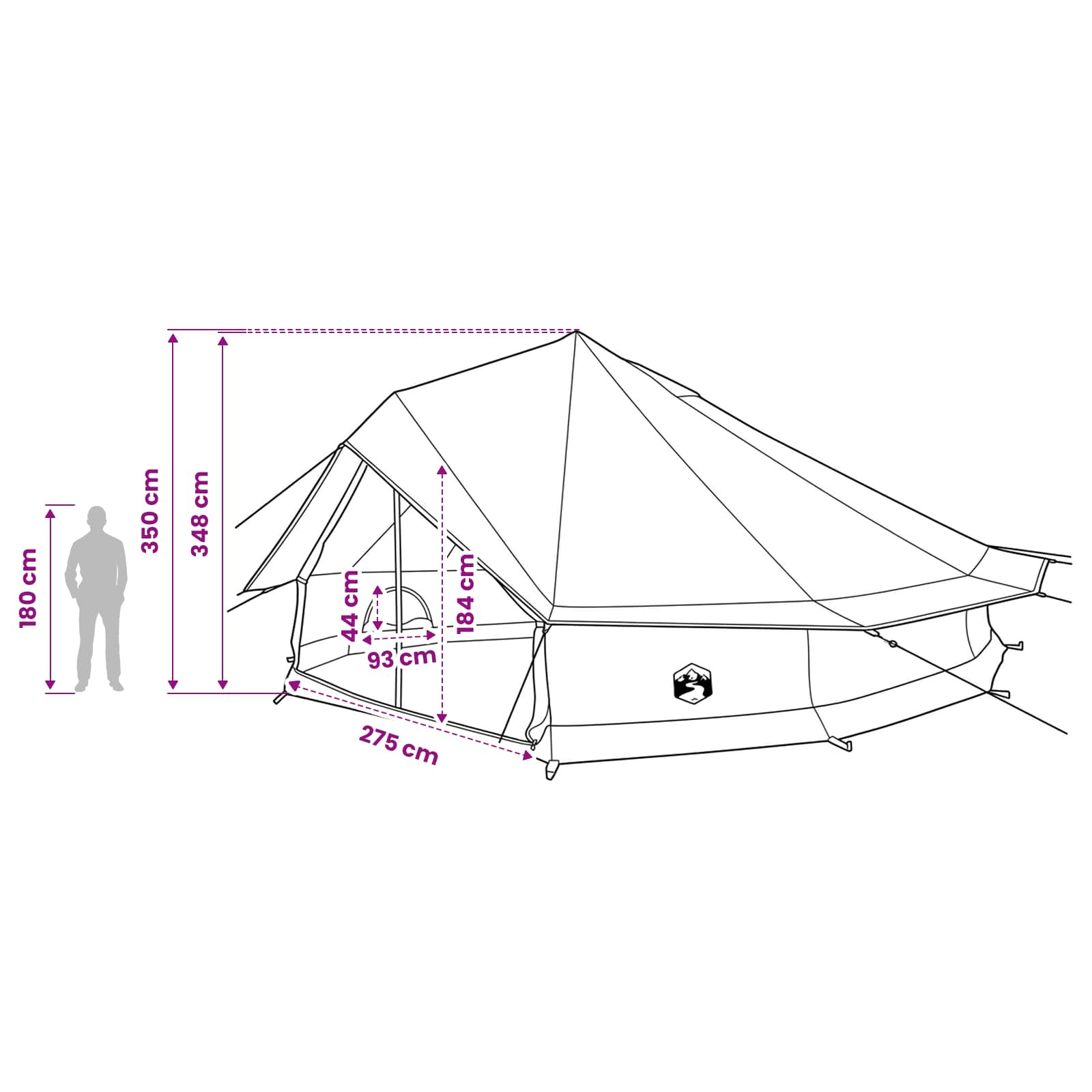 vidaXL Family Tent Brown 12-Person Polycotton