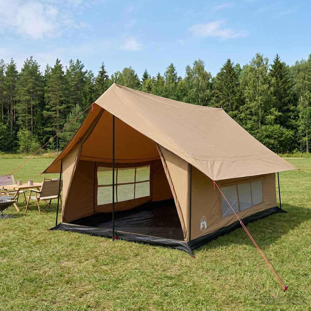vidaXL Cabin Tent Brown 340 x 246 x 210 cm Polycotton