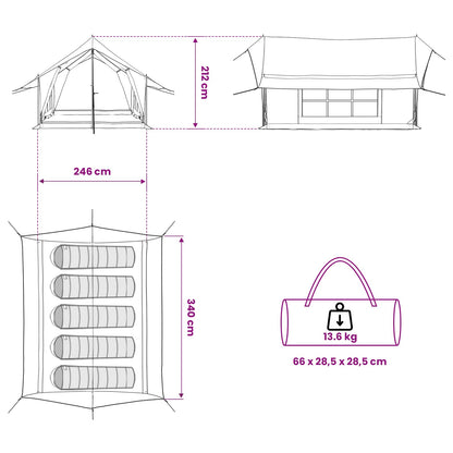 vidaXL Cabin Tent Brown 340 x 246 x 210 cm Polycotton