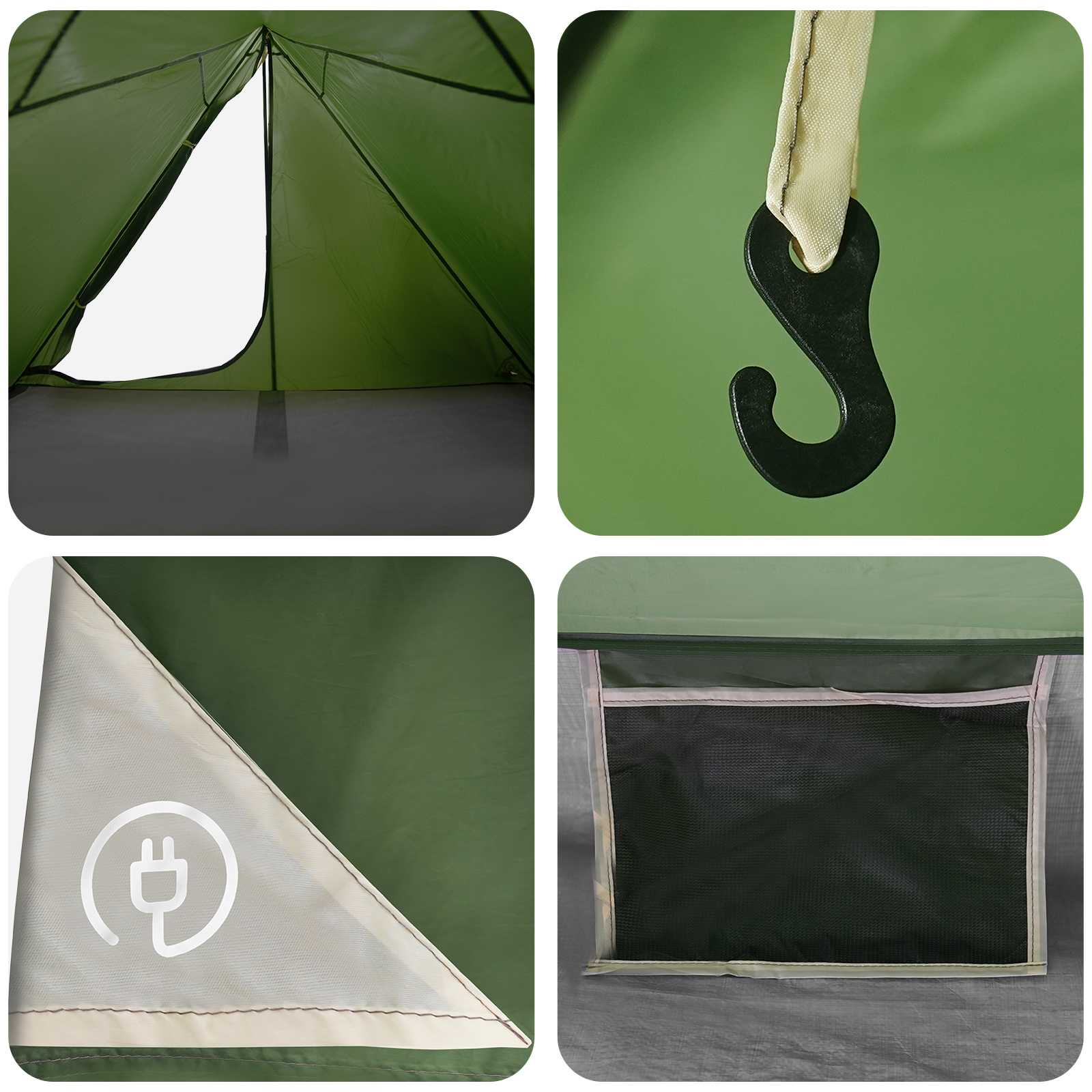 vidaXL Backpacking Tent 4-Person Green 185T Polyester with PU Coating - 40273