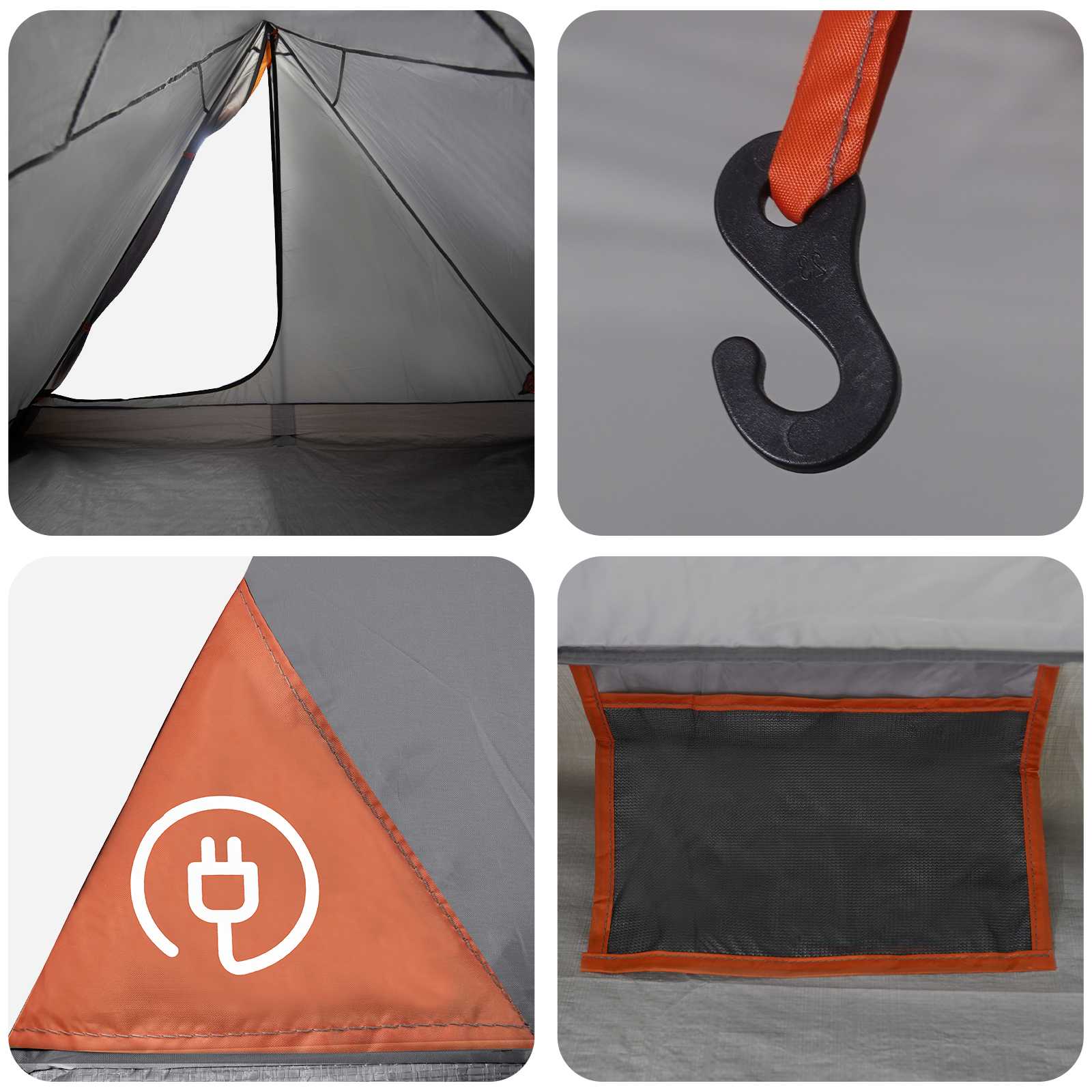vidaXL Backpacking Tent 4-Person Grey and Orange - 40284