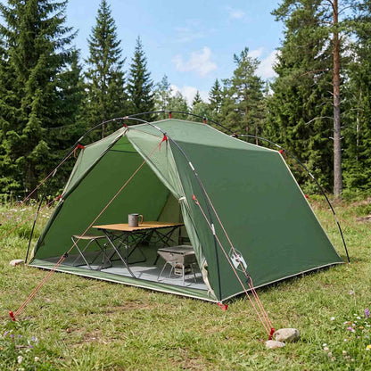 vidaXL Tunnel Tent 4-Person Green 185T Polyester with PU Coating