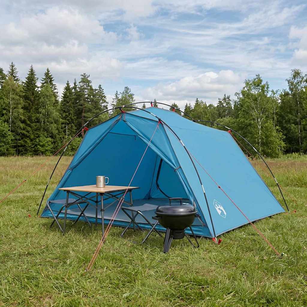 vidaXL Tunnel Tent 4-Person Blue 185T Polyester with PU Coating