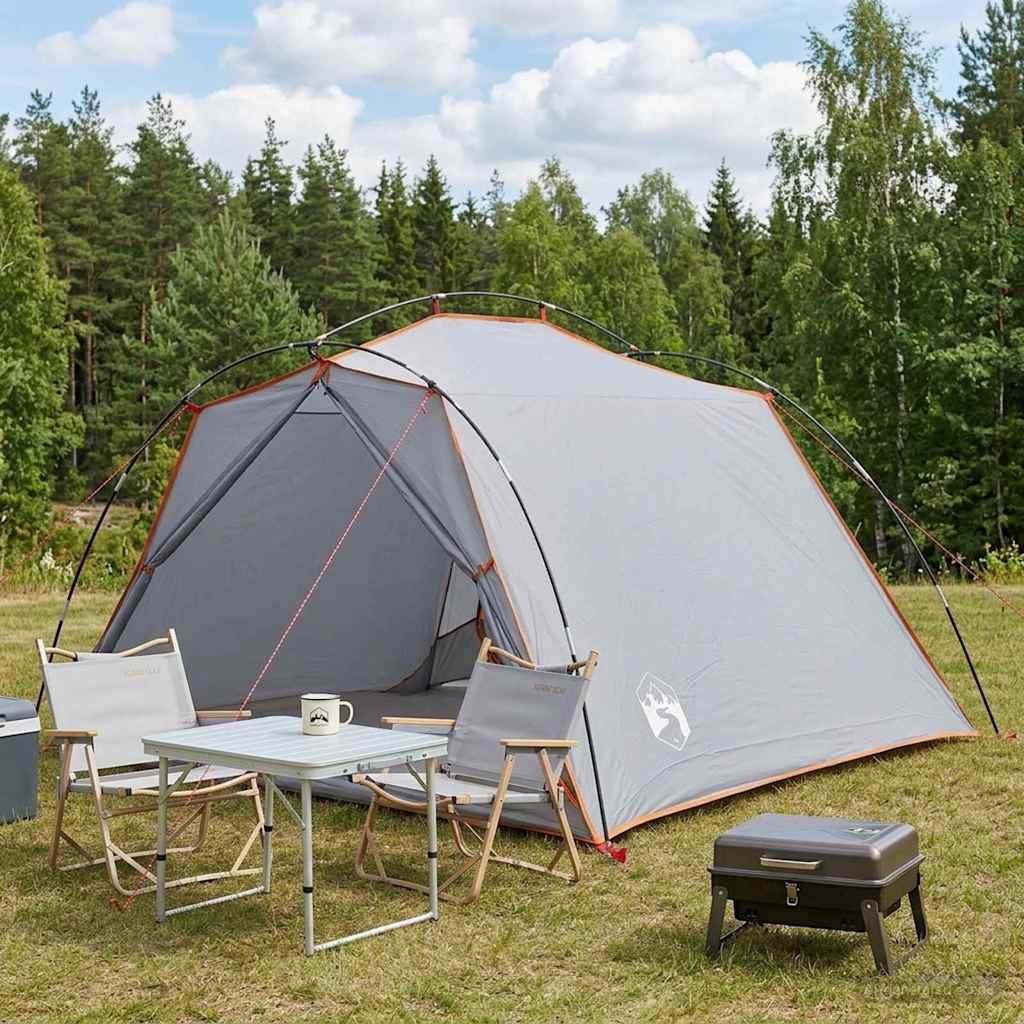 vidaXL Tunnel Tent 4-Person Grey and Orange