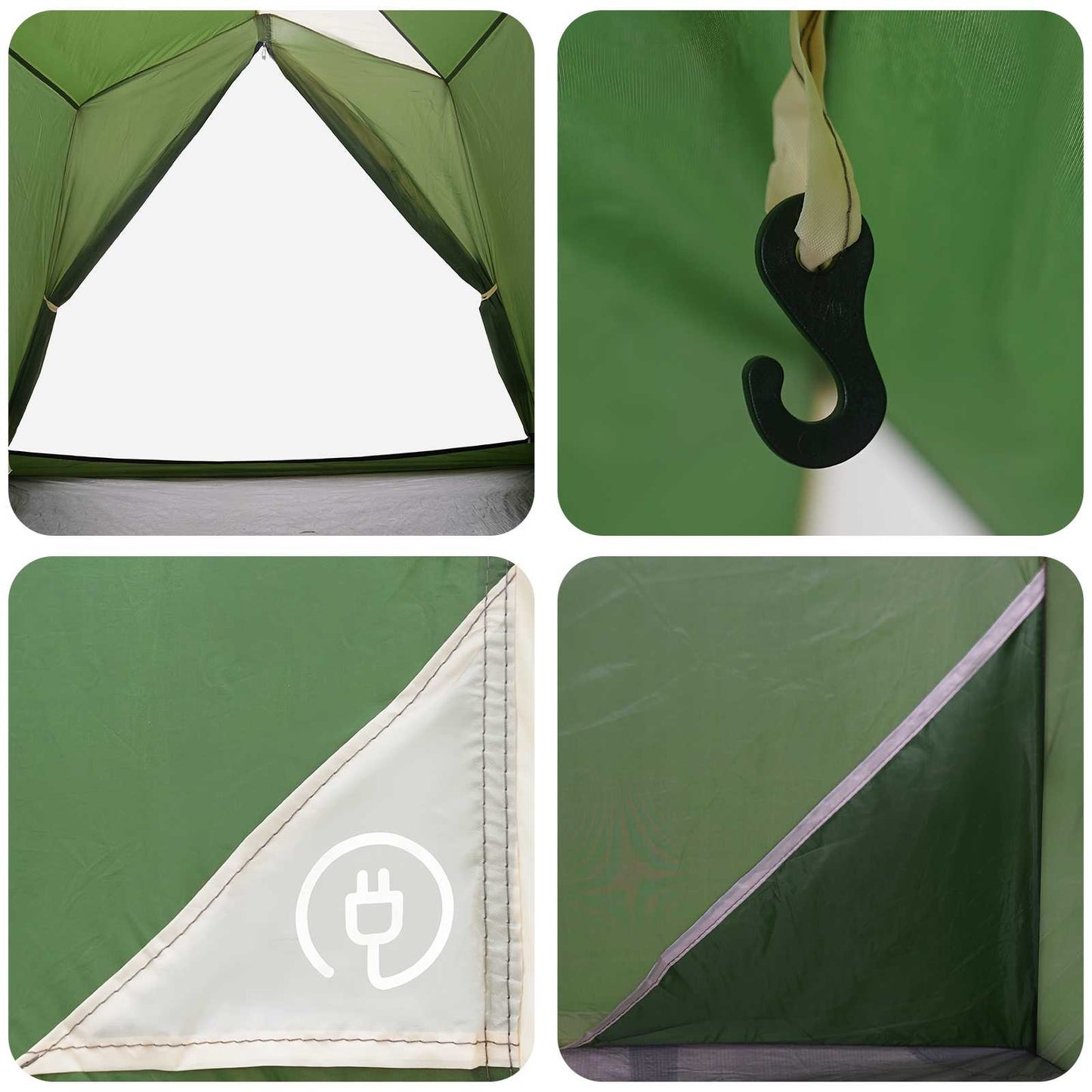 vidaXL Tunnel Tent 2-Person Green 185T Polyester with PU Coating