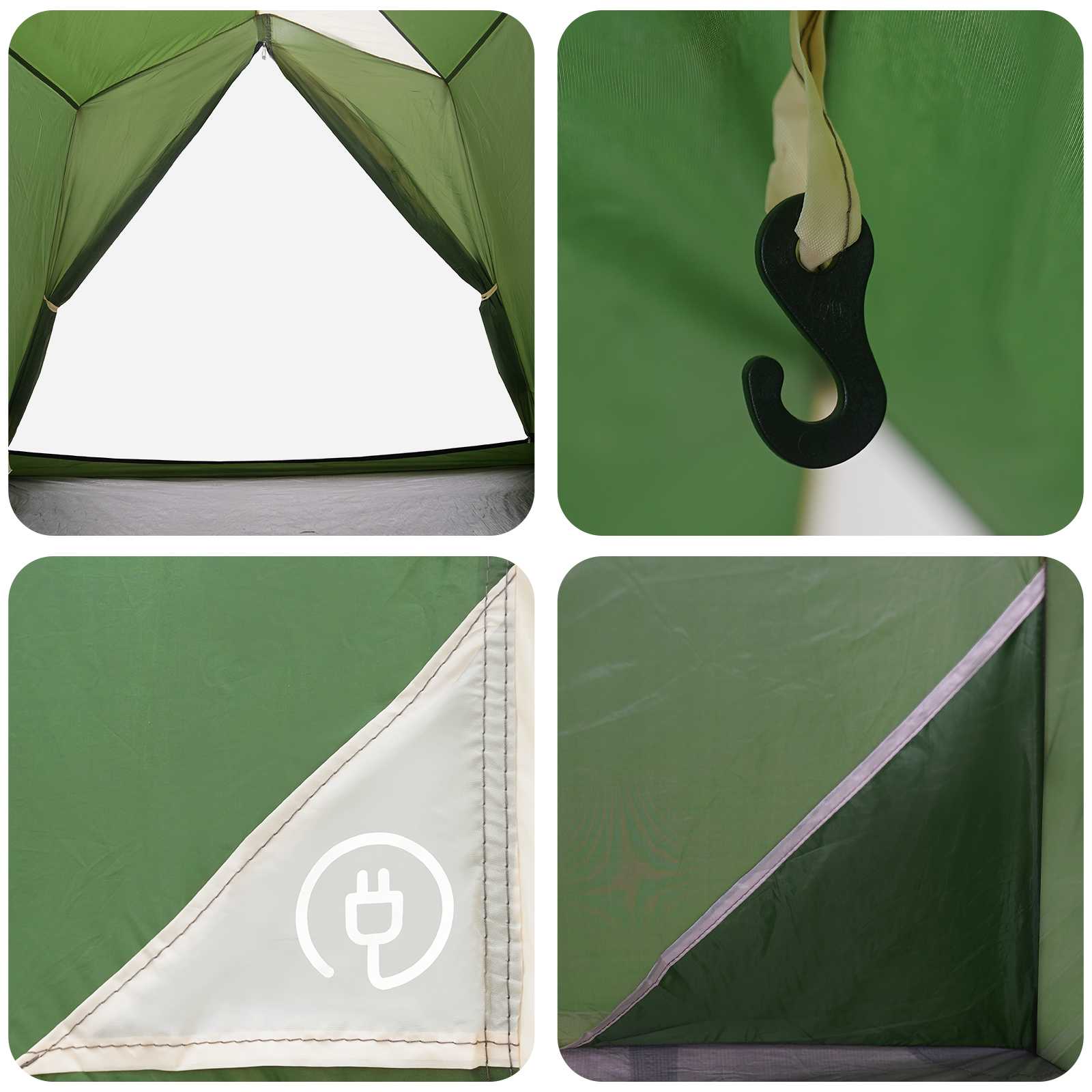vidaXL Tunnel Tent 2-Person Green 185T Polyester with PU Coating