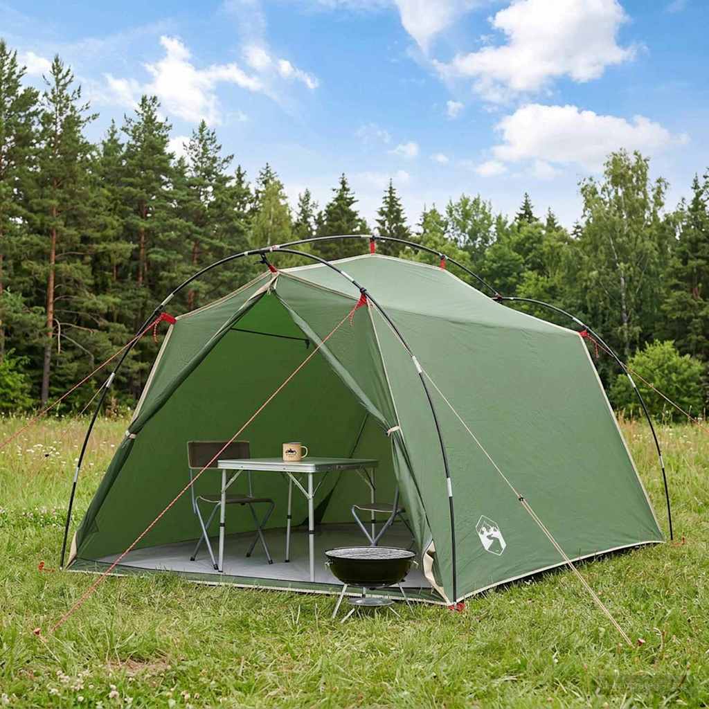 vidaXL Tunnel Tent 2-Person Green 185T Polyester with PU Coating
