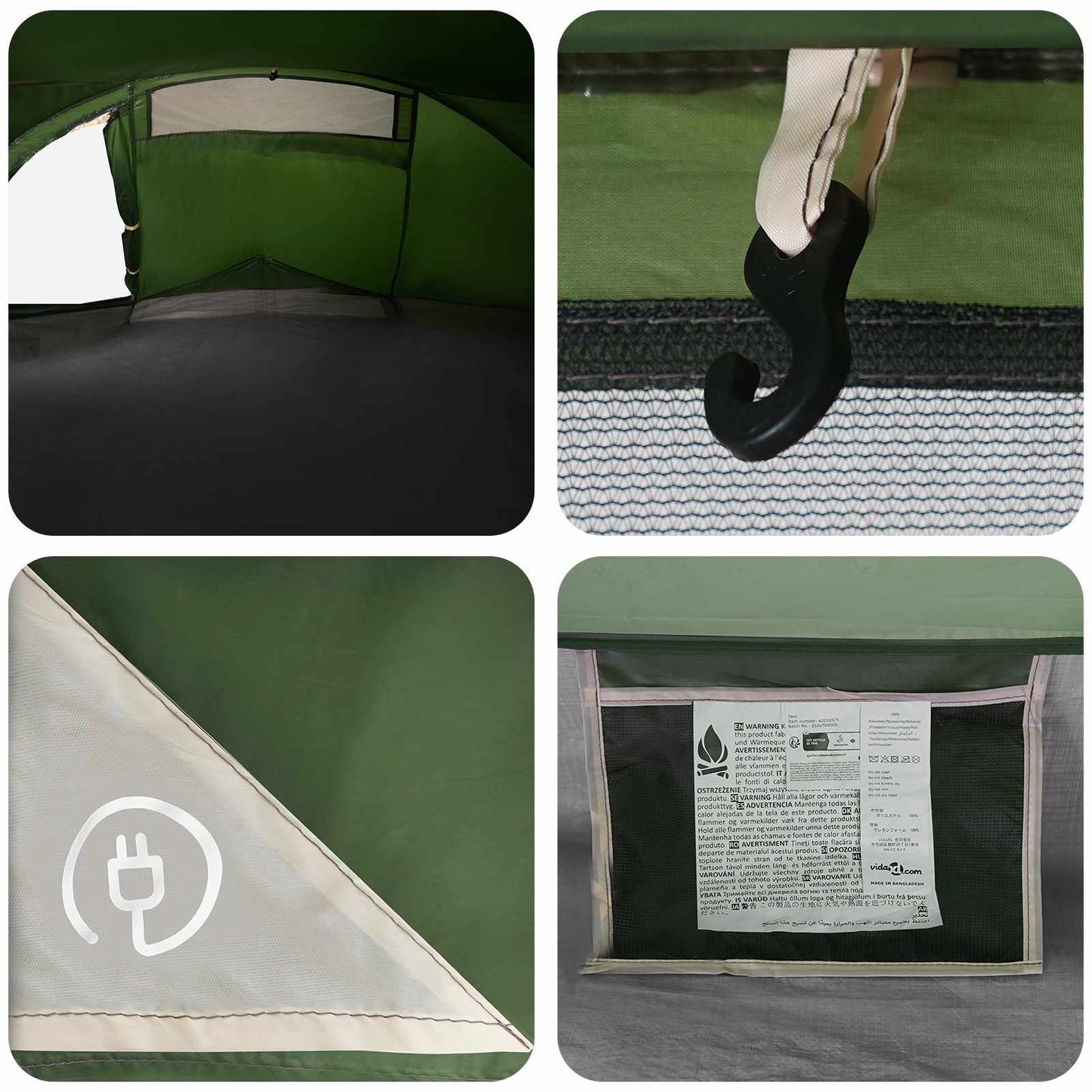 vidaXL Backpacking Tent 4-Person Green 185T Polyester with PU Coating - 40339