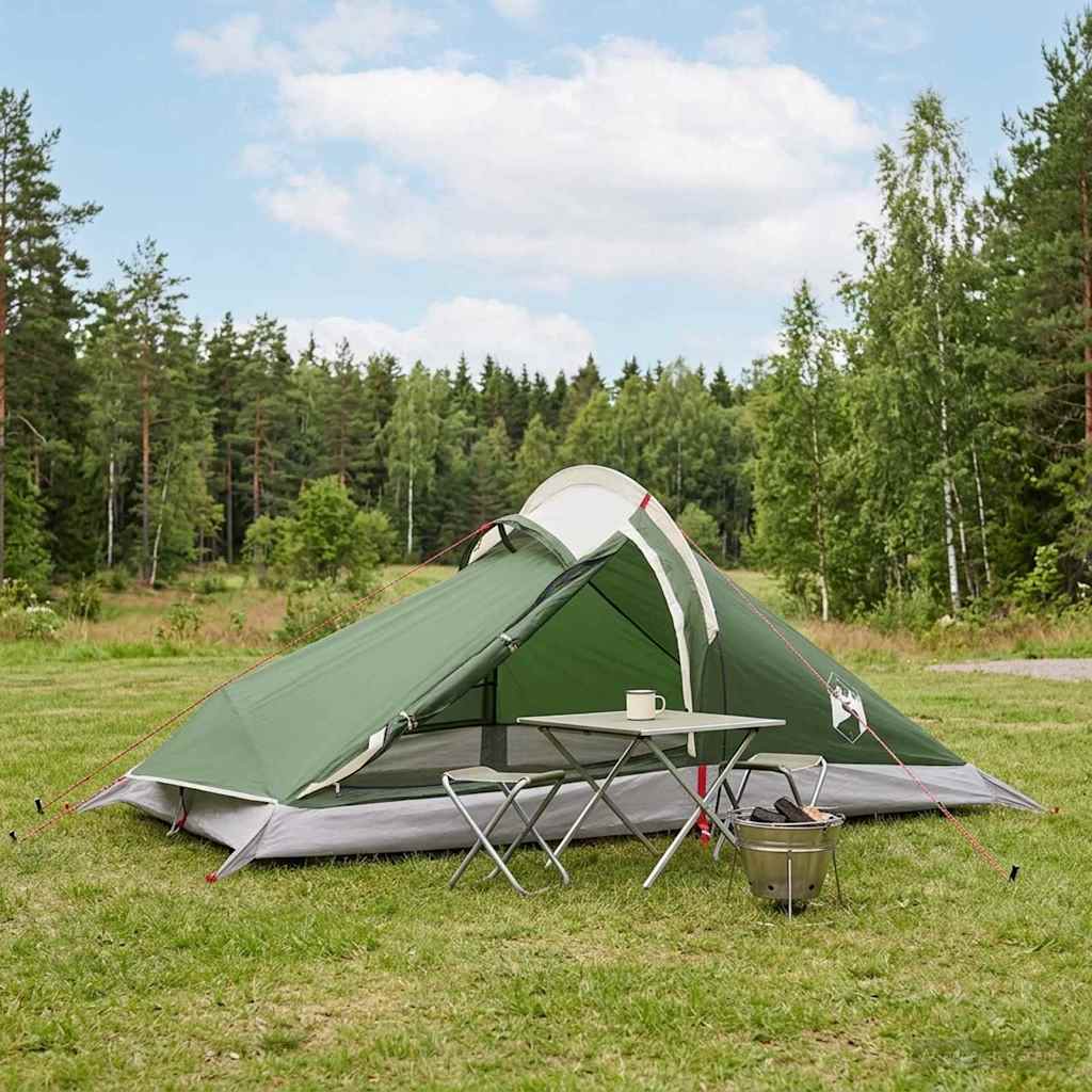 vidaXL Backpacking Tent 4-Person Green 185T Polyester with PU Coating - 40339