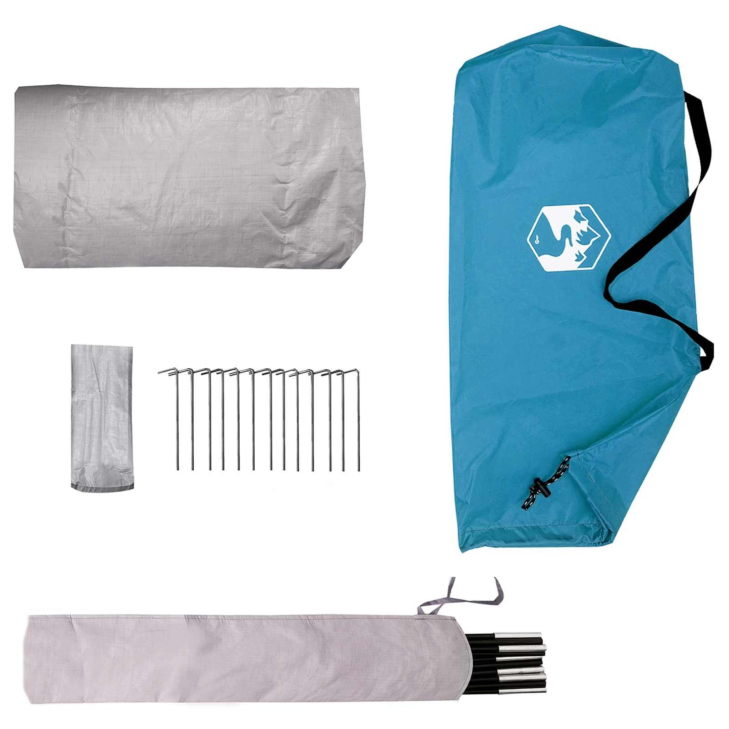 vidaXL Backpacking Tent 4-Person Blue 185T Polyester with PU Coating - 40340