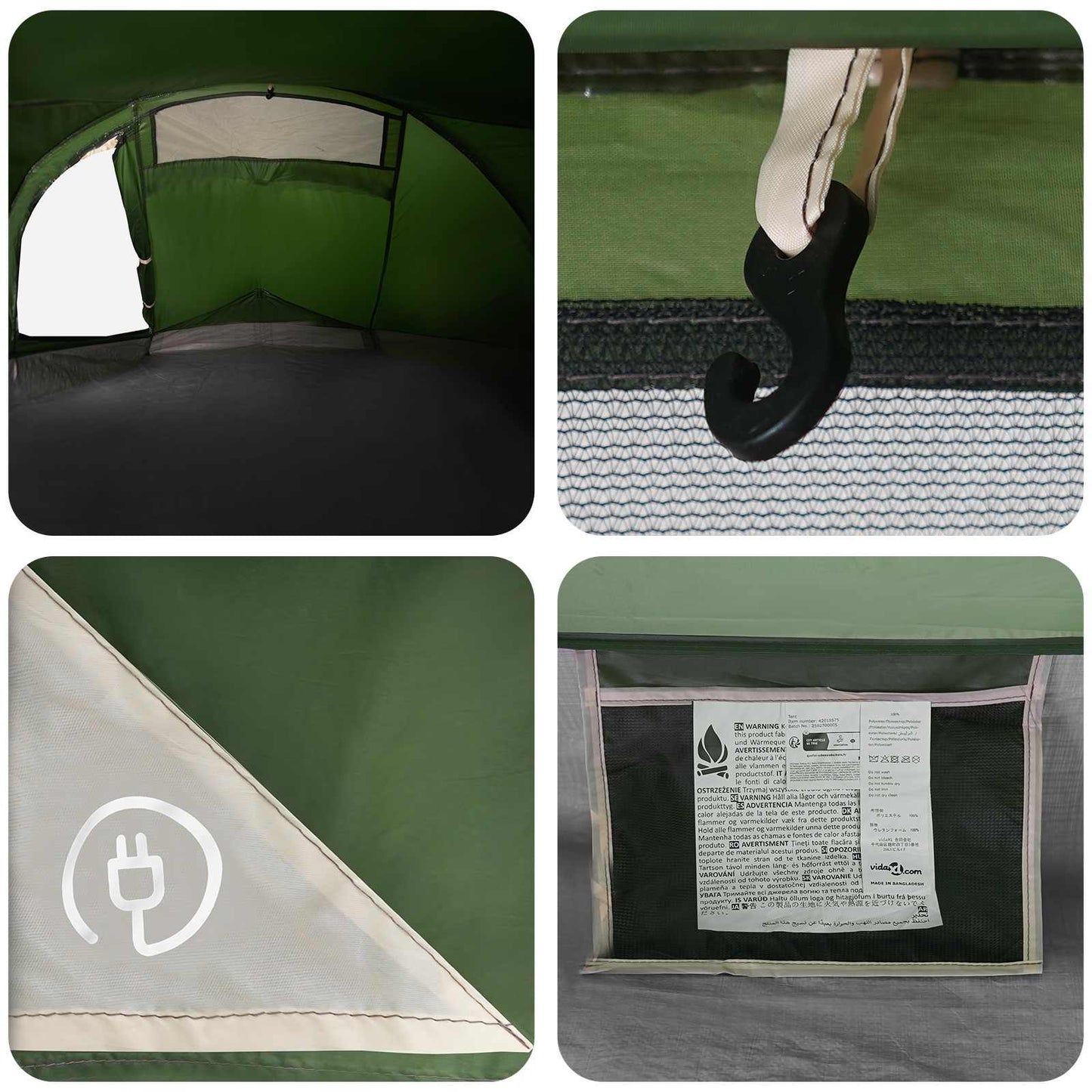 vidaXL Backpacking Tent 2-Person Green 185T Polyester with PU Coating - 40353