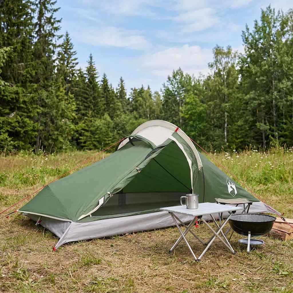vidaXL Backpacking Tent 2-Person Green 185T Polyester with PU Coating - 40353