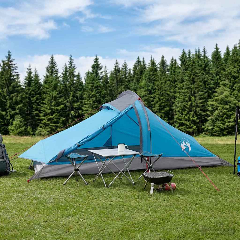 vidaXL Backpacking Tent 2-Person Blue 185T Polyester with PU Coating - 40366