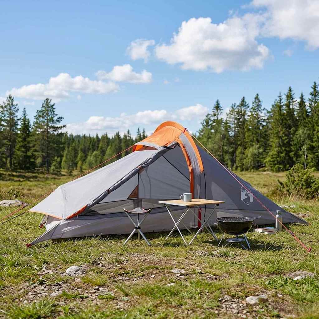 vidaXL Backpacking Tent 2-Person Grey and Orange - 40377