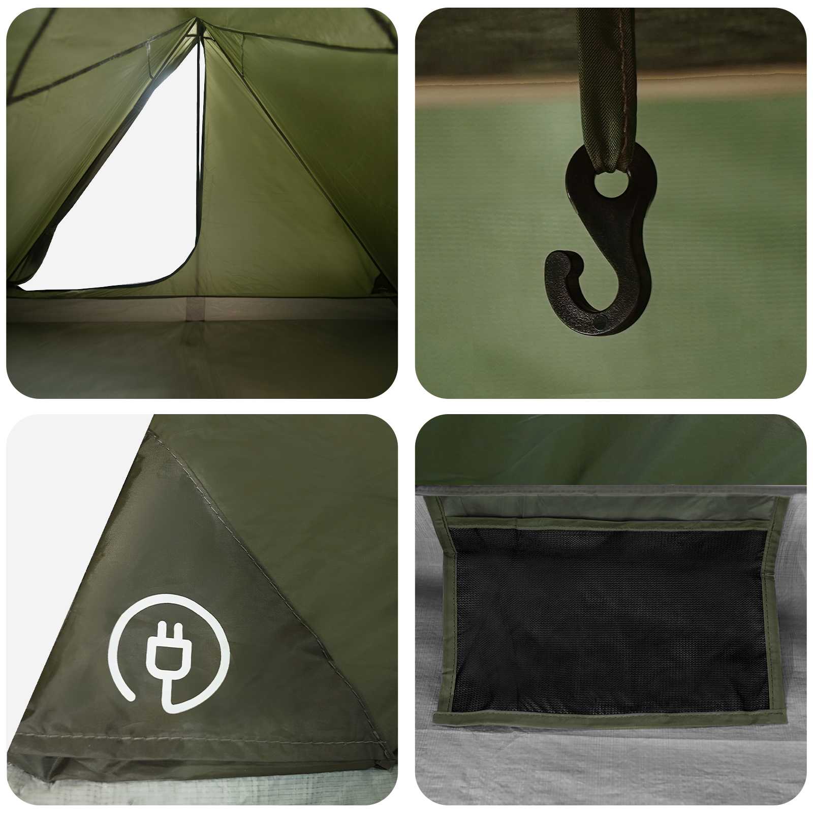 vidaXL Backpacking Tent 4-Person Olive Green