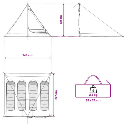 vidaXL Backpacking Tent 4-Person Olive Green
