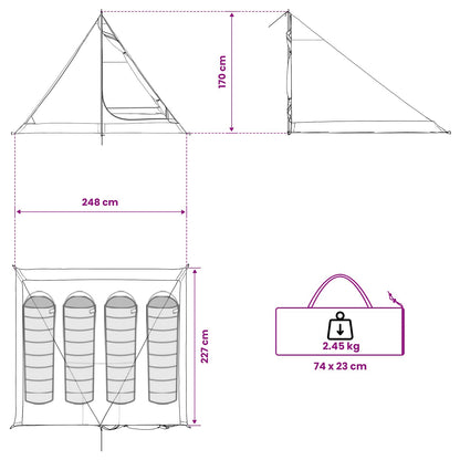 vidaXL Backpacking Tent 4-Person Brown and Grey