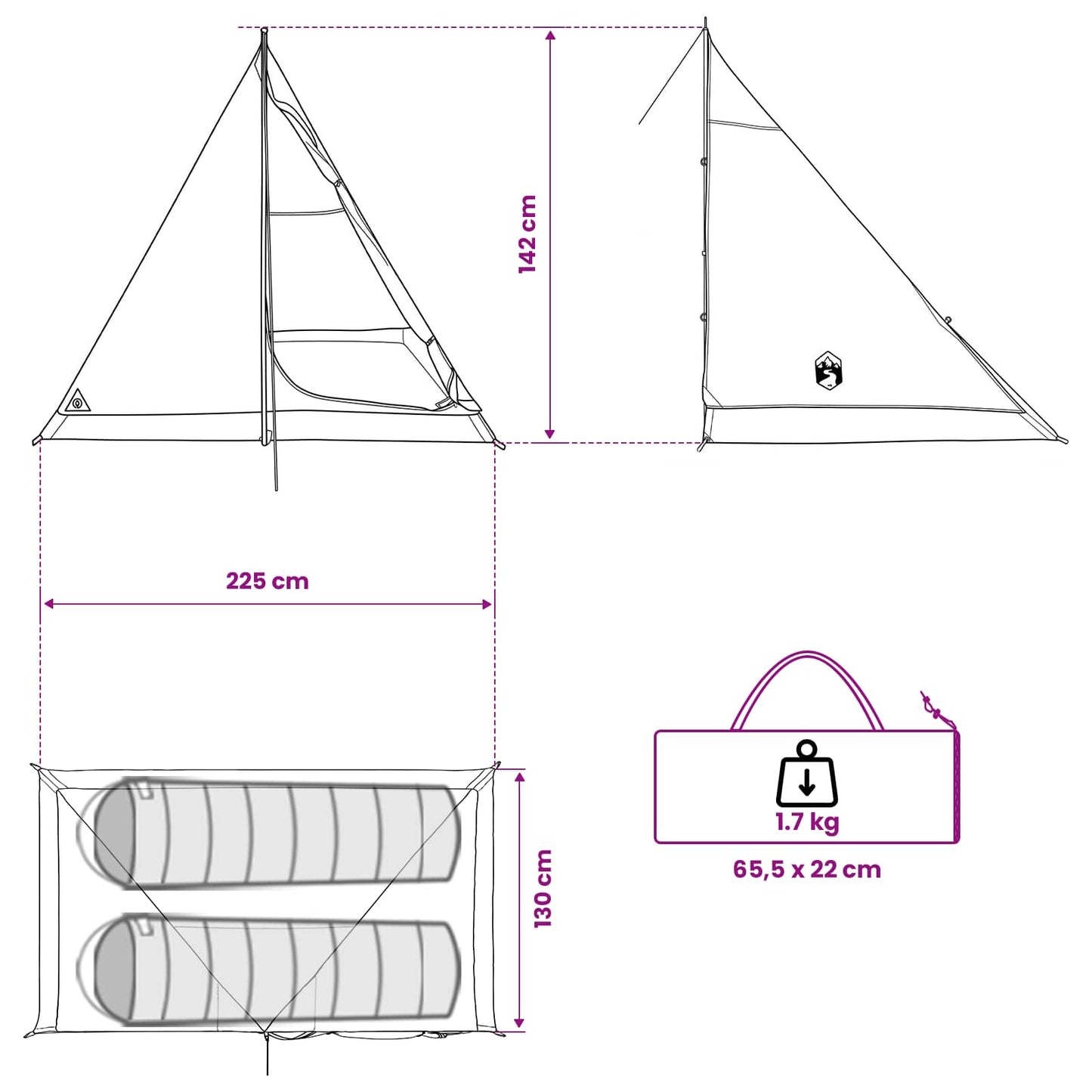 vidaXL Backpacking Tent 2-Person Brown and Grey