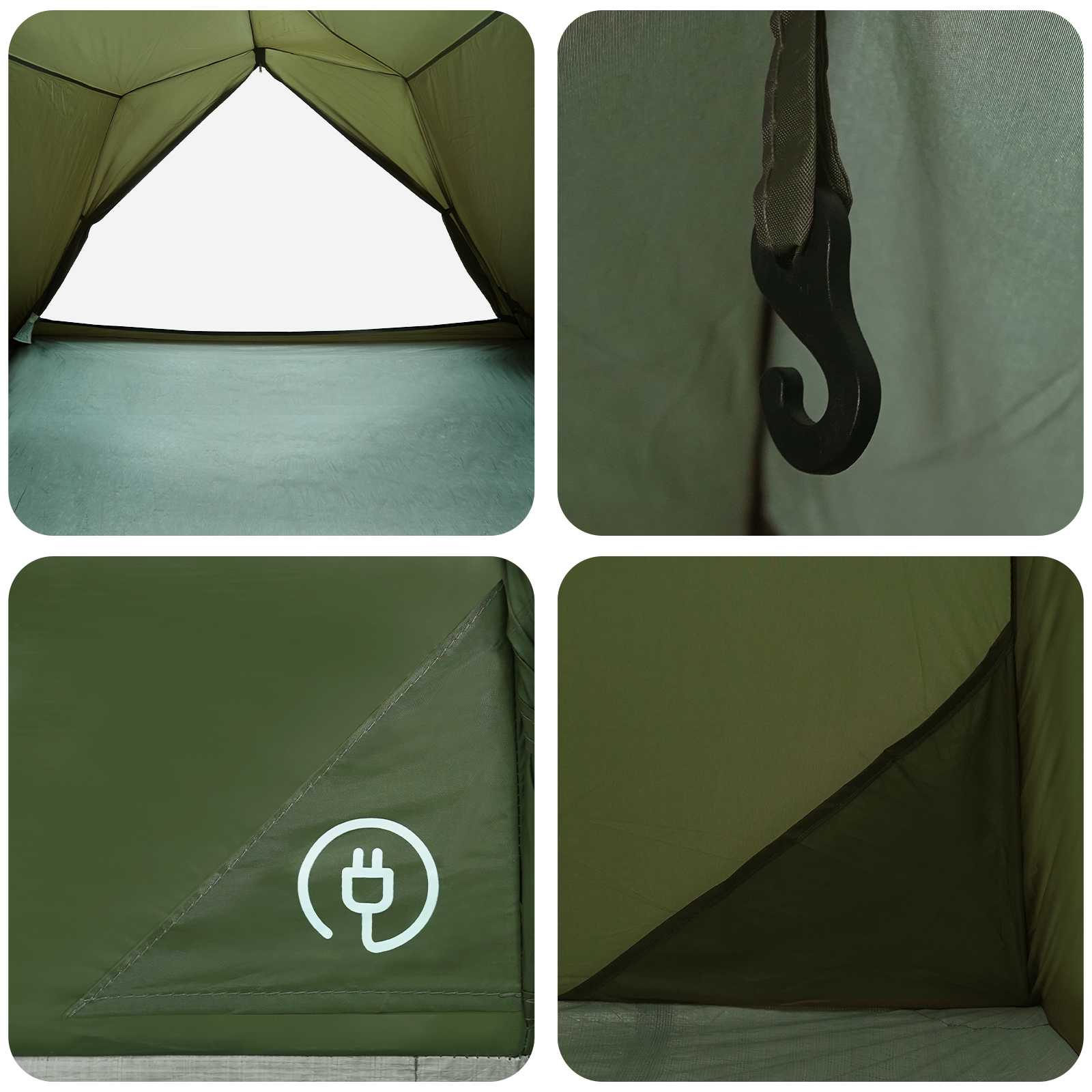 vidaXL Tunnel Tent 4-Person Olive Green 185T Polyester with PU Coating
