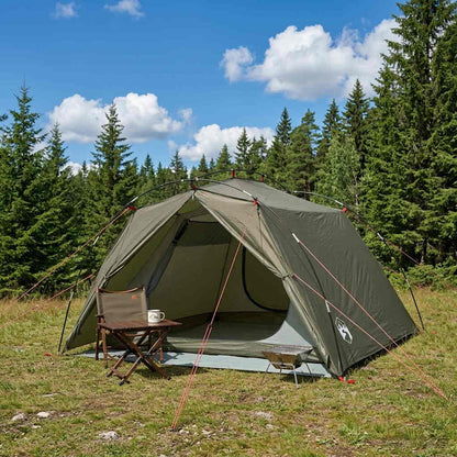vidaXL Tunnel Tent 4-Person Olive Green 185T Polyester with PU Coating