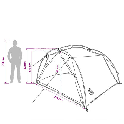 vidaXL Tunnel Tent 4-Person Olive Green 185T Polyester with PU Coating