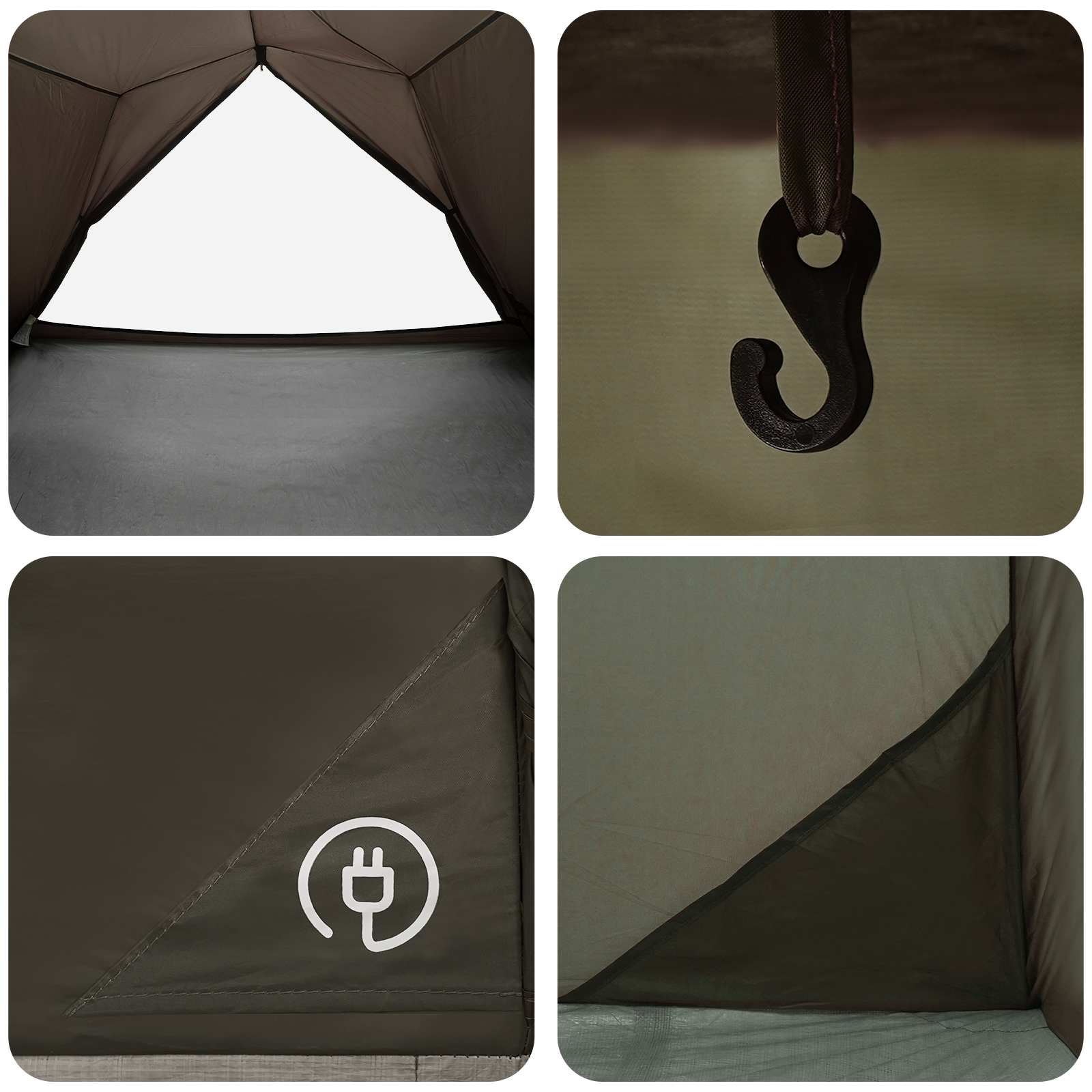vidaXL Tunnel Tent 4-Person Brown and Grey