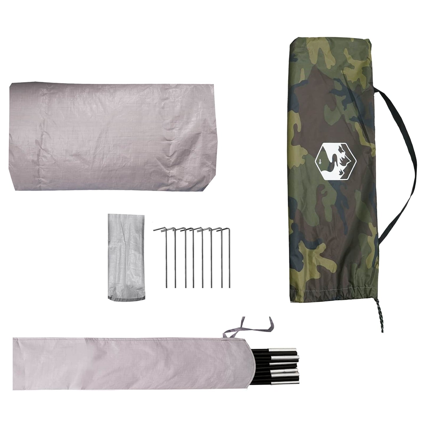 vidaXL Tunnel Tent 4-Person Camouflage 185T Polyester with PU Coating - Green
