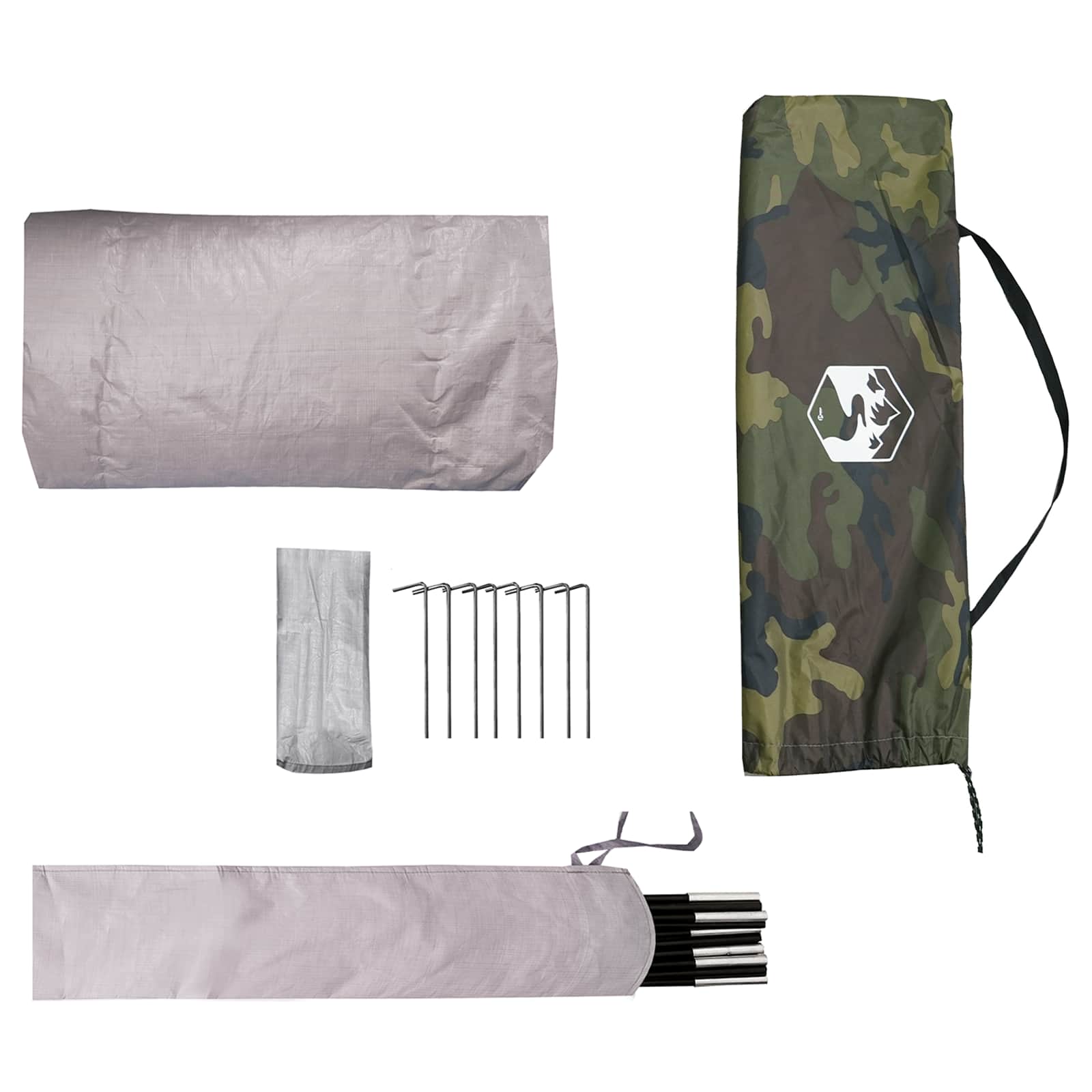 vidaXL Tunnel Tent 4-Person Camouflage 185T Polyester with PU Coating - Green