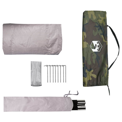 vidaXL Tunnel Tent 4-Person Camouflage 185T Polyester with PU Coating - Green