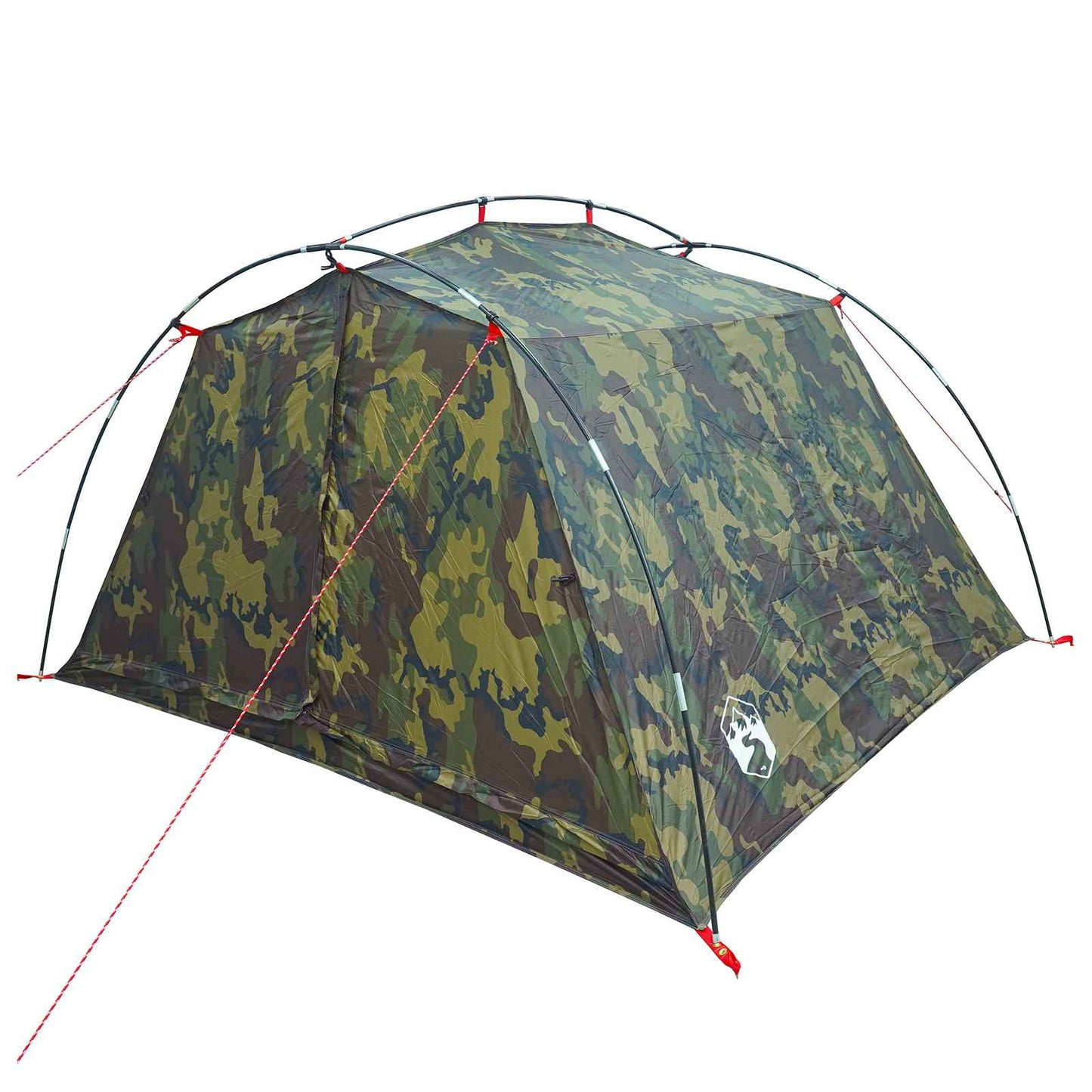vidaXL Tunnel Tent 4-Person Camouflage 185T Polyester with PU Coating - Green