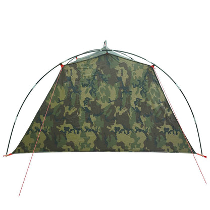 vidaXL Tunnel Tent 4-Person Camouflage 185T Polyester with PU Coating - Green