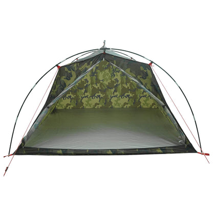 vidaXL Tunnel Tent 4-Person Camouflage 185T Polyester with PU Coating - Green