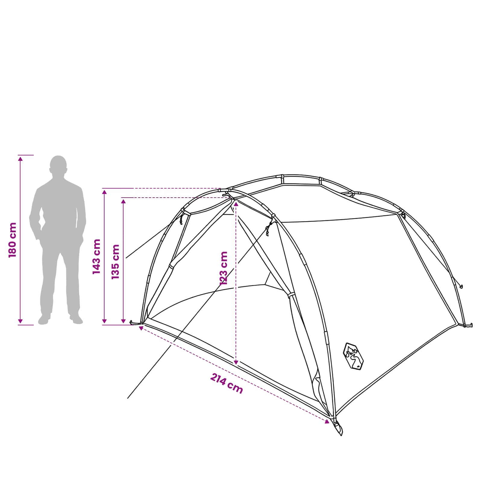 vidaXL Tunnel Tent 4-Person Camouflage 185T Polyester with PU Coating - Green