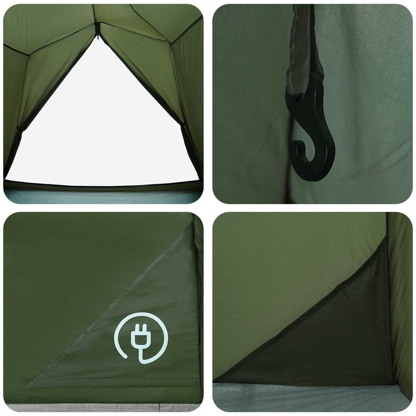 vidaXL Tunnel Tent 2-Person Olive Green 185T Polyester with PU Coating