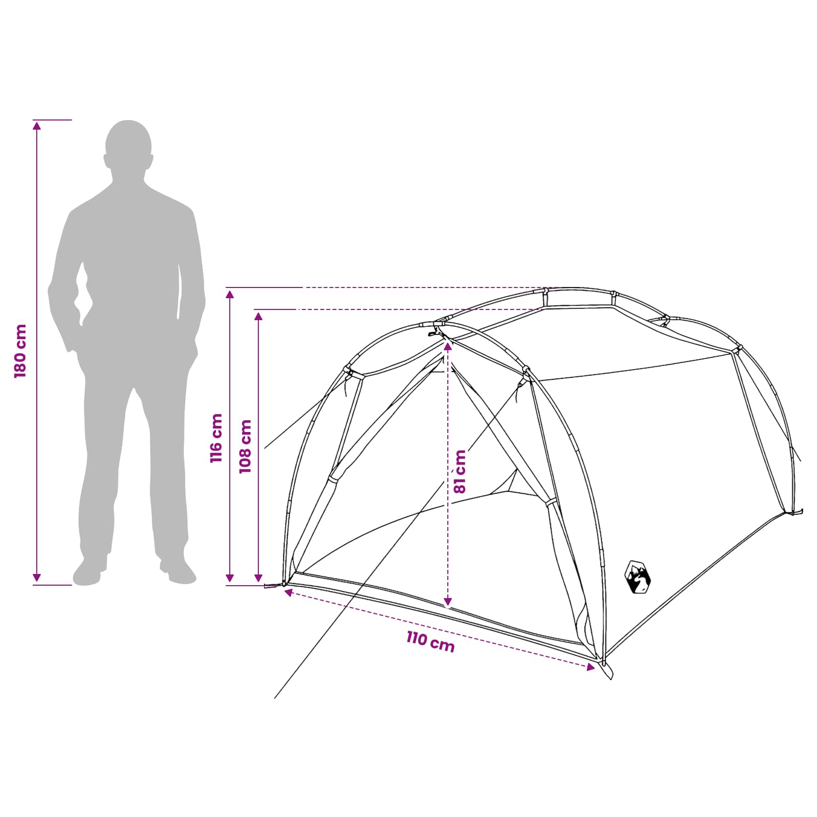 vidaXL Tunnel Tent 2-Person Olive Green 185T Polyester with PU Coating