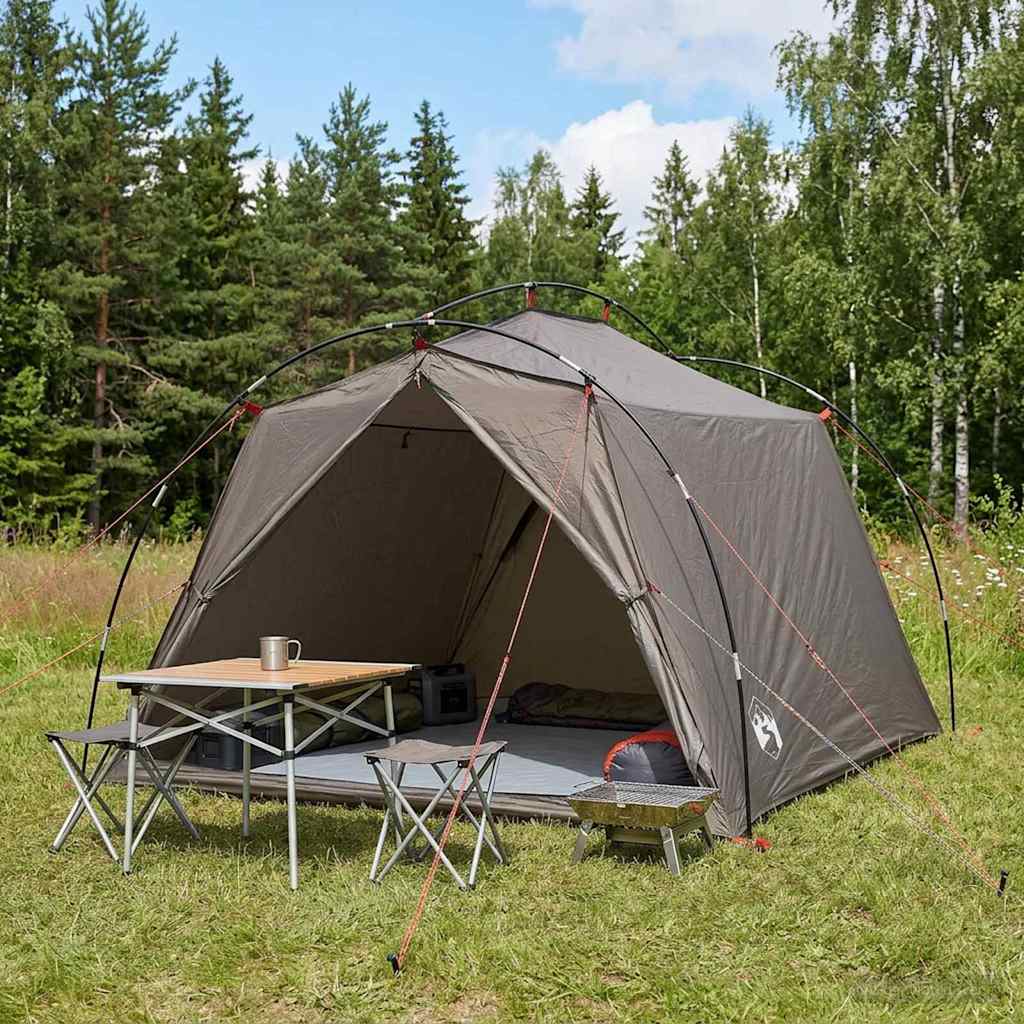 vidaXL Tunnel Tent 2-Person Brown and Grey