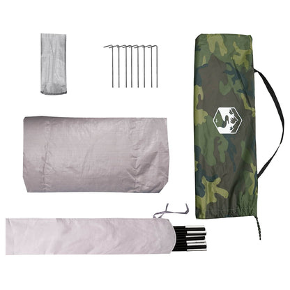 vidaXL Tunnel Tent 2-Person Camouflage 185T Polyester with PU Coating - Green